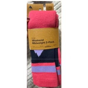 Burton Kids’ Weekend Midweight Socks 2-Pack in Fuchsia Fusion